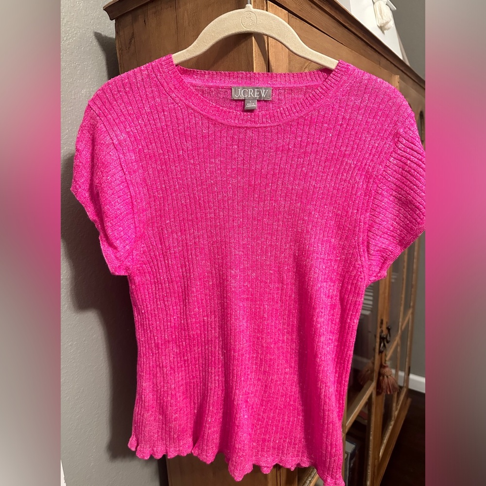 J. Crew Cap Sleeve Crewneck Sweater T-shirt in merino linen blend